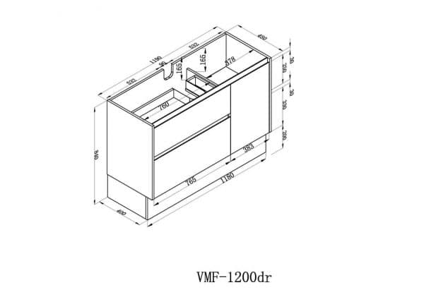 Caliber 1200 Wenge – Freestanding Vanity- Bathroom Vanity Unit | Bathroom Cabinet