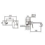 Pescara Wall Basin/Bath Mixer - Image 8