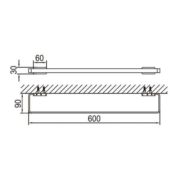 Lecco 600 Single Towel Rail - Image 6