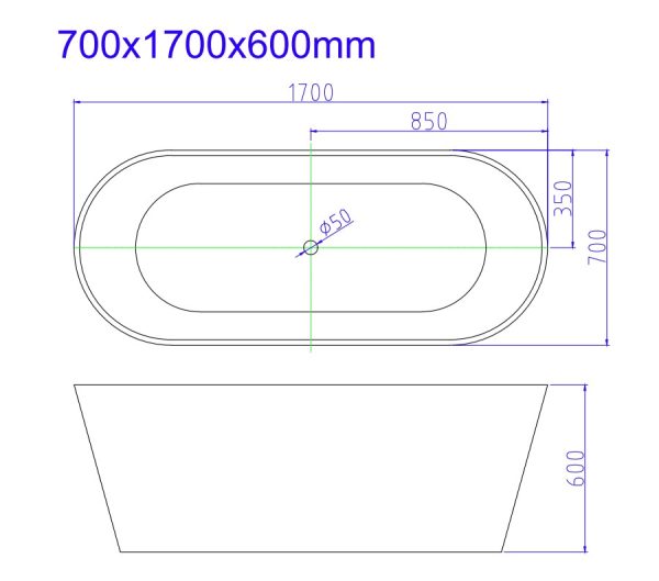 Allureslim 1700 - Freestanding Bath - Image 2