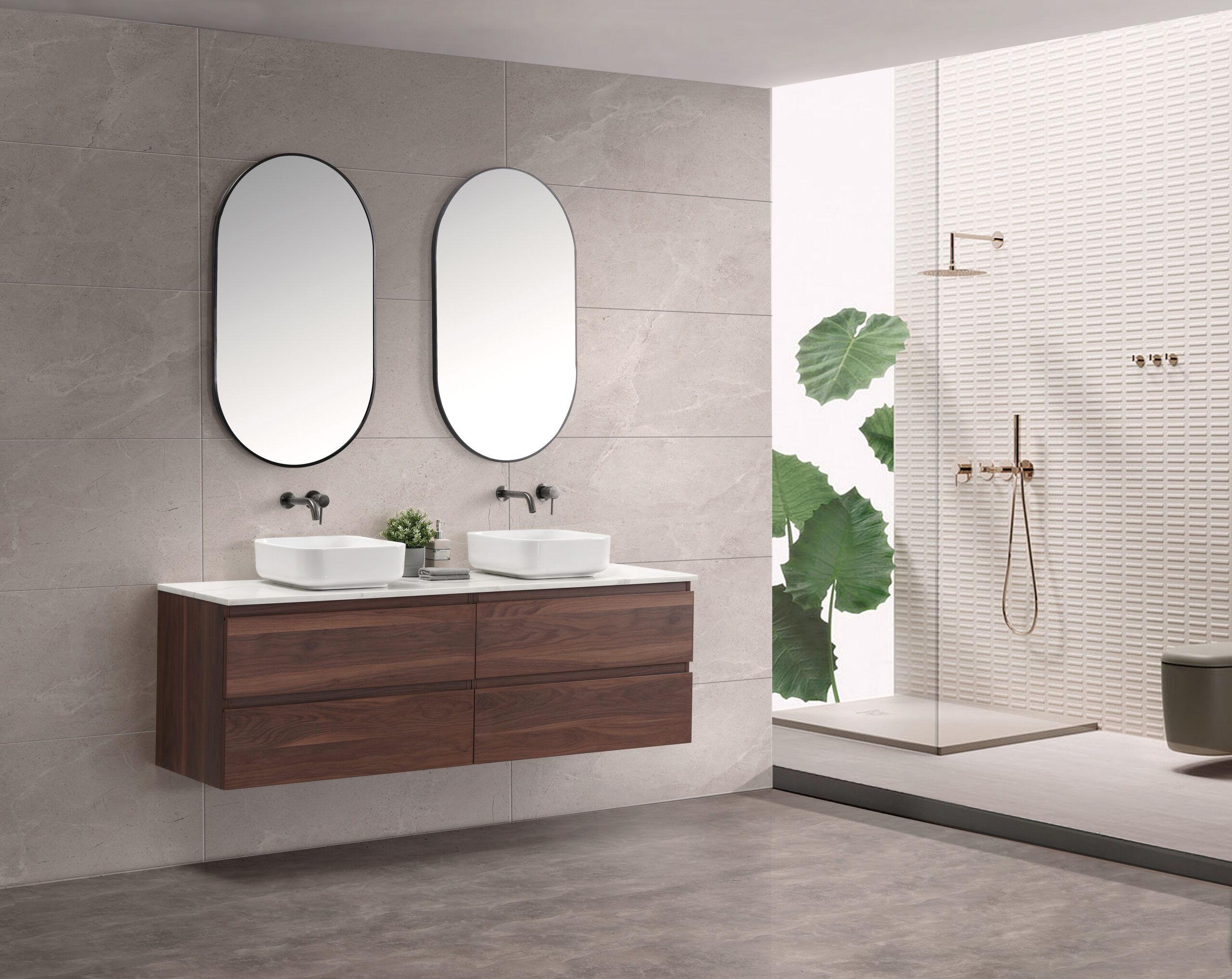 Edge 1800 Wall Hung Vanity - Mocha Oak - Image 2