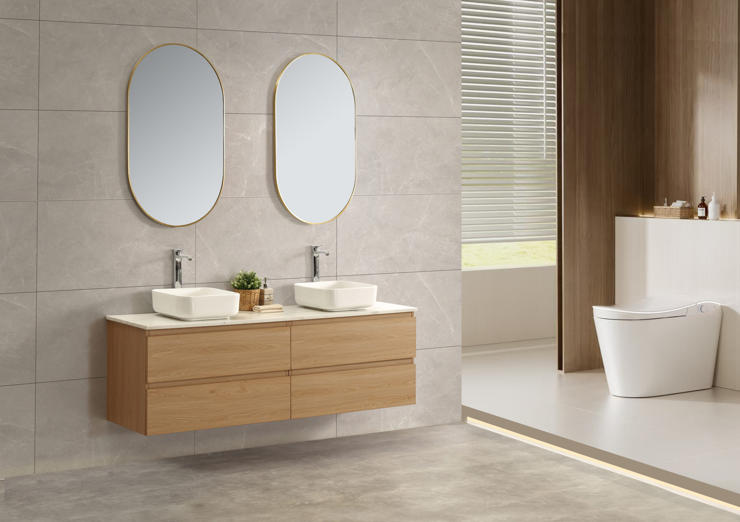 Edge 1800 Wall Hung Vanity - Natural Oak - Image 2