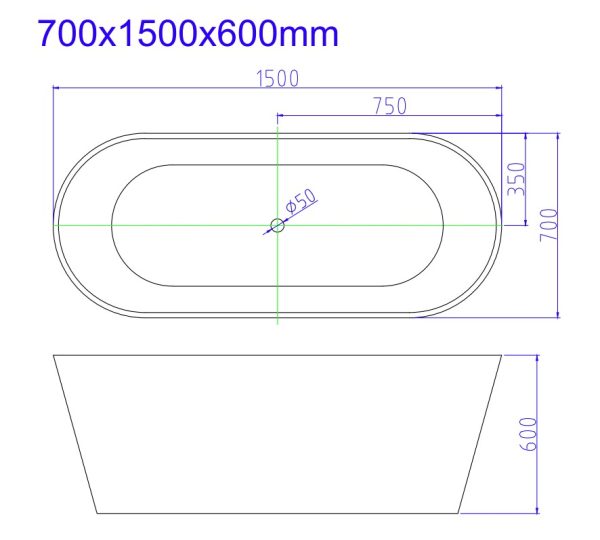 Allureslim 1500 - Freestanding Bath - Image 2