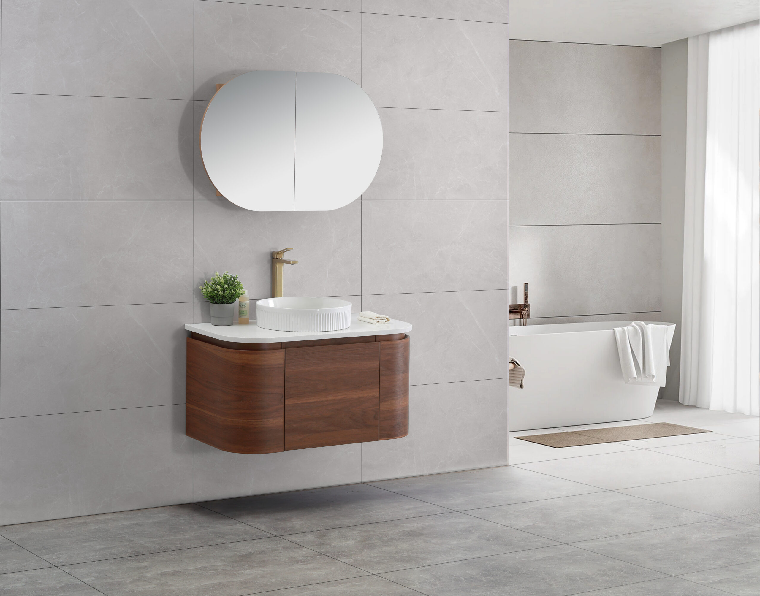 Milan 900mm Wall Hung Vanity - Mocha Oak - Image 5