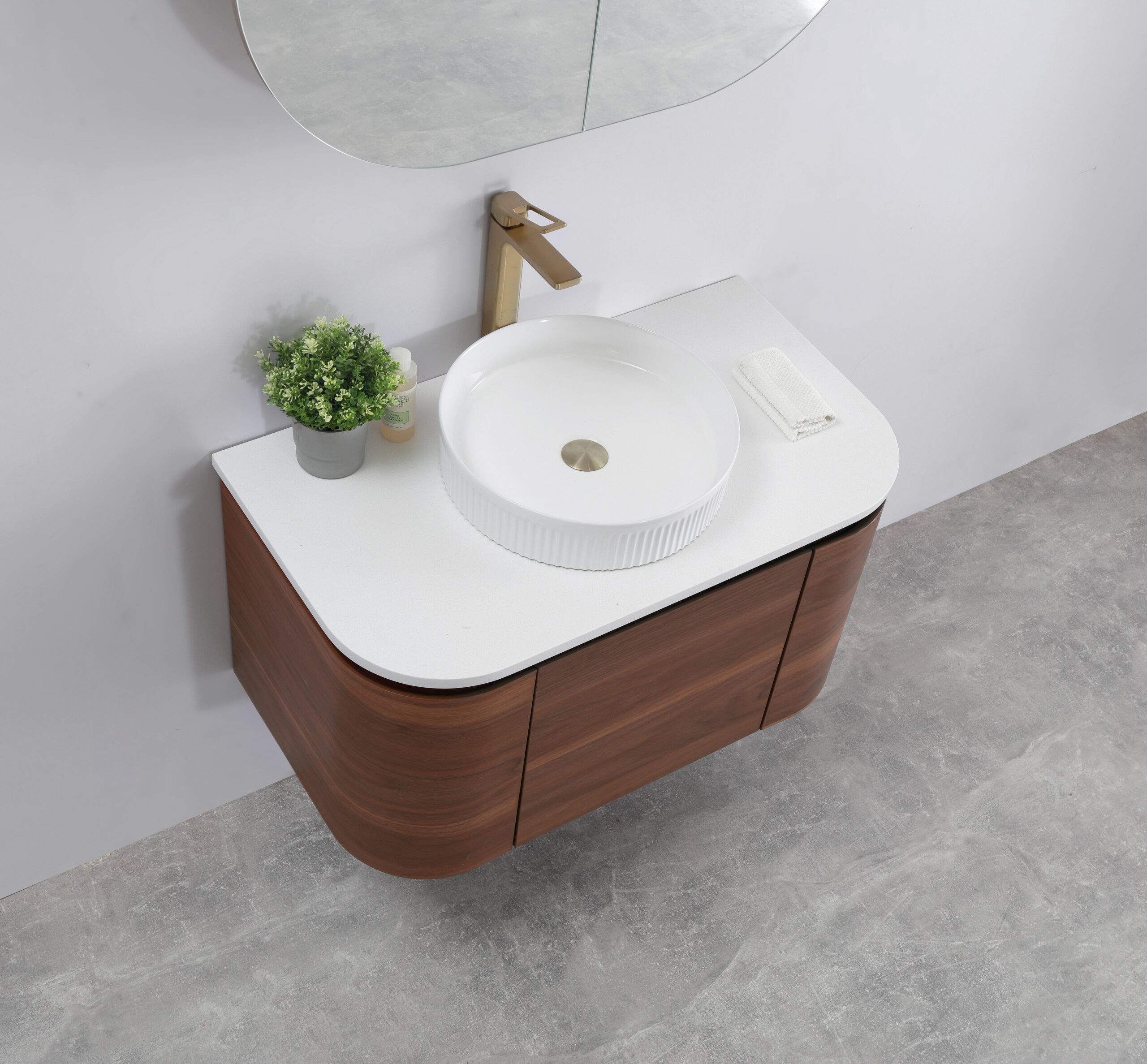 Milan 900mm Wall Hung Vanity - Mocha Oak - Image 3