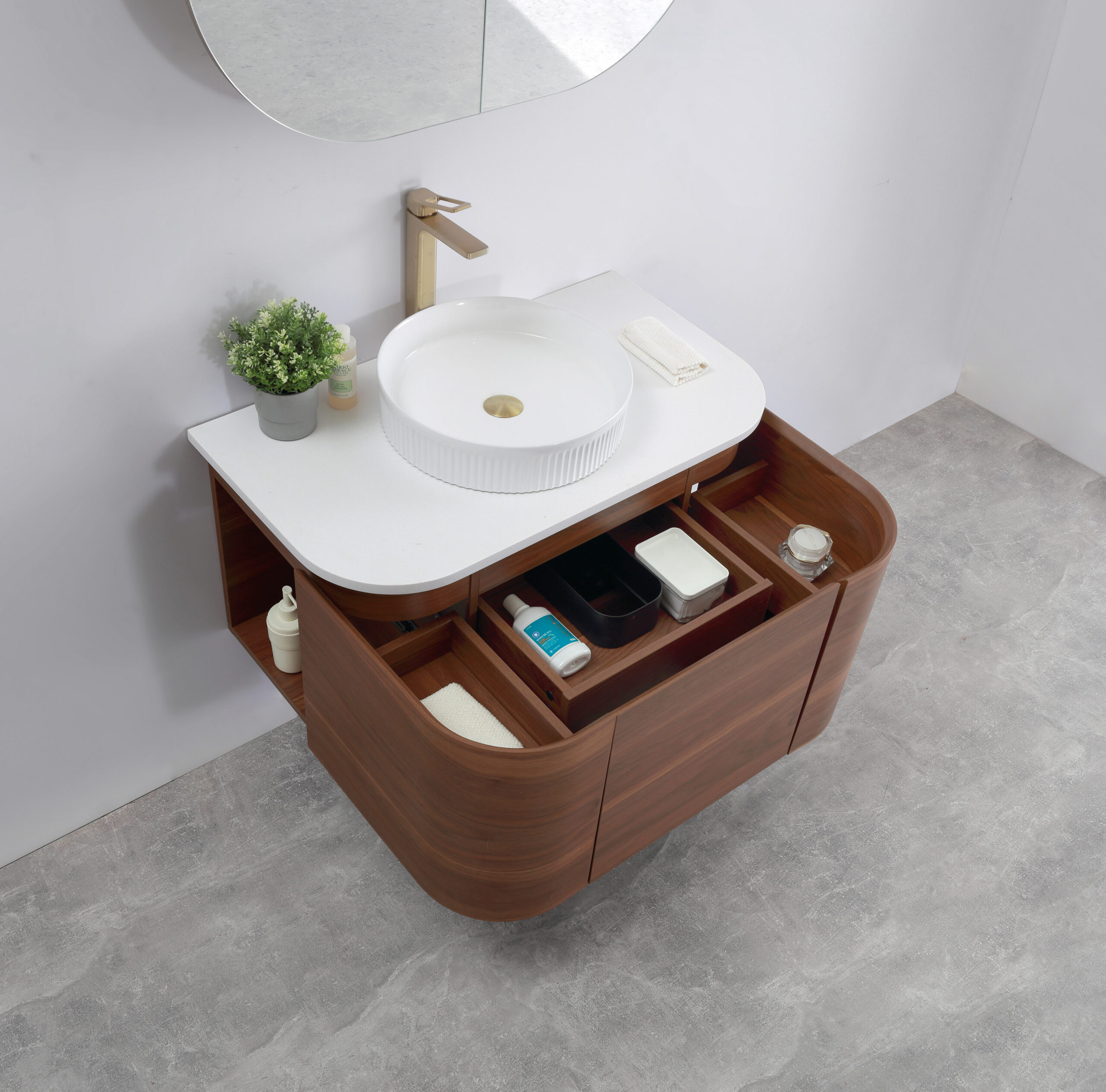 Milan 900mm Wall Hung Vanity - Mocha Oak - Image 4
