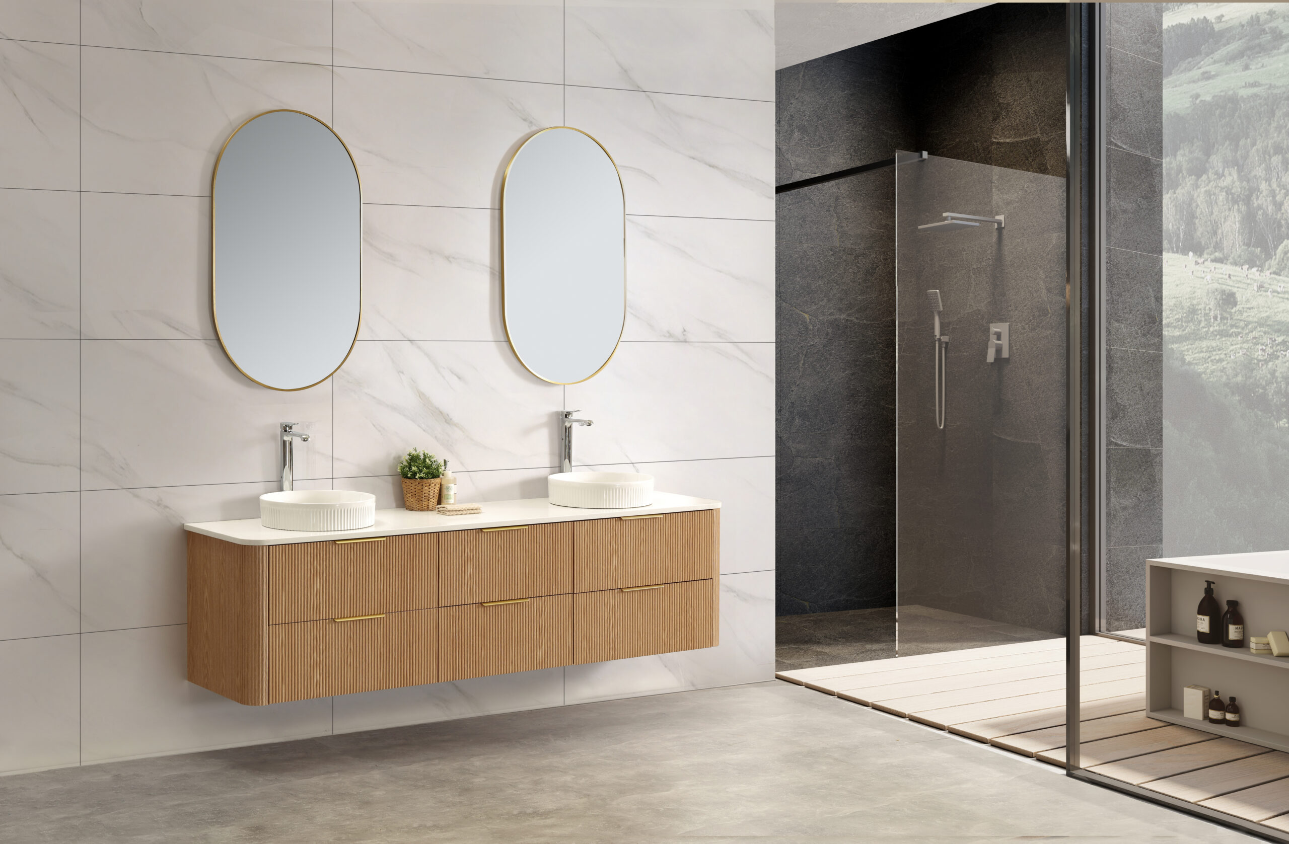 Kayla 1900mm Wall Hung Vanity - Natural Oak - Image 2