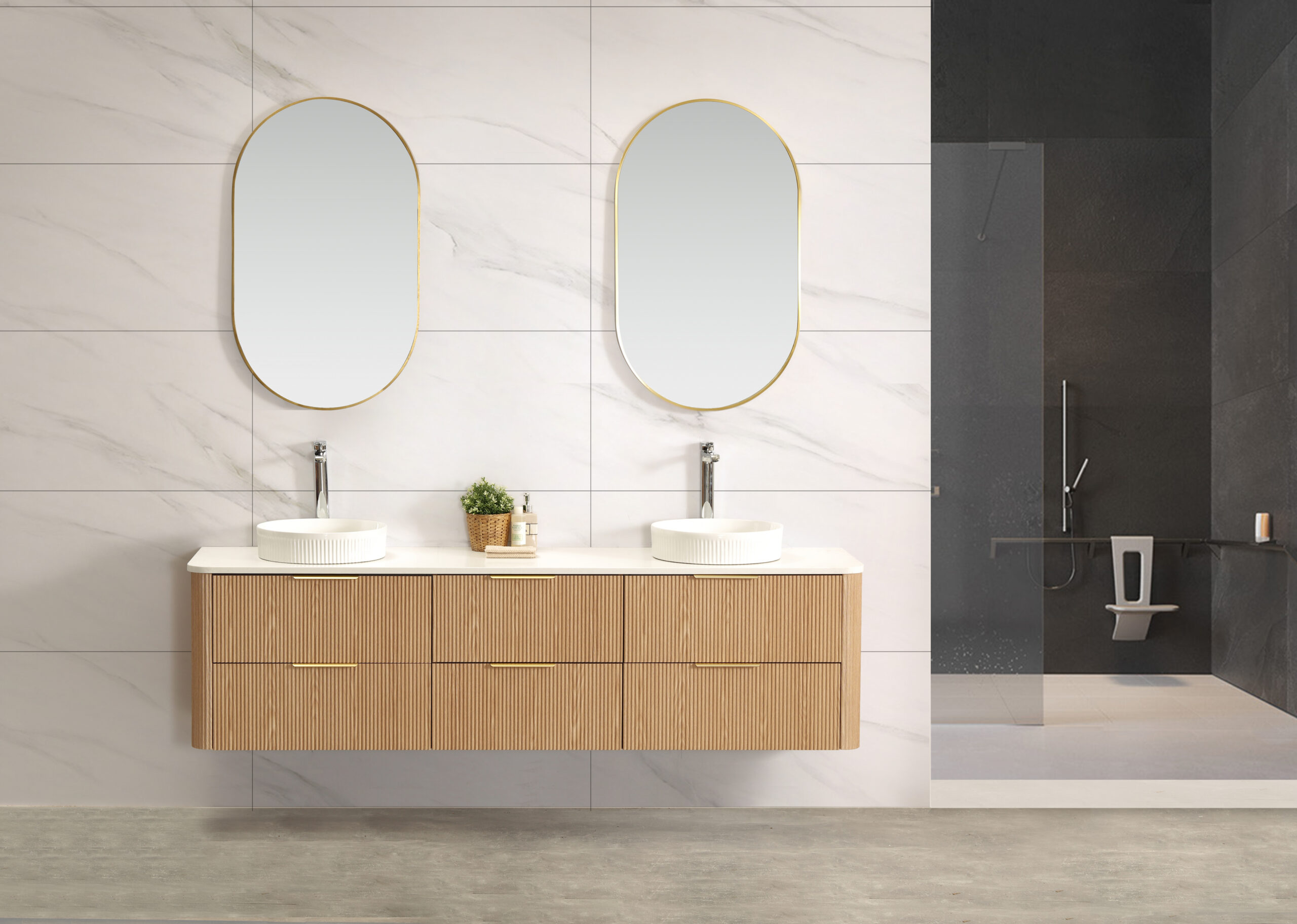 Kayla 1900mm Wall Hung Vanity - Natural Oak