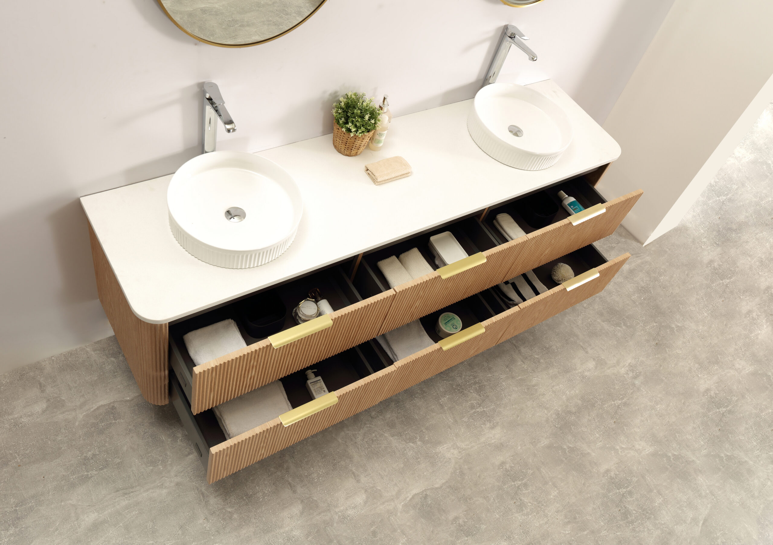 Kayla 1900mm Wall Hung Vanity - Natural Oak - Image 4