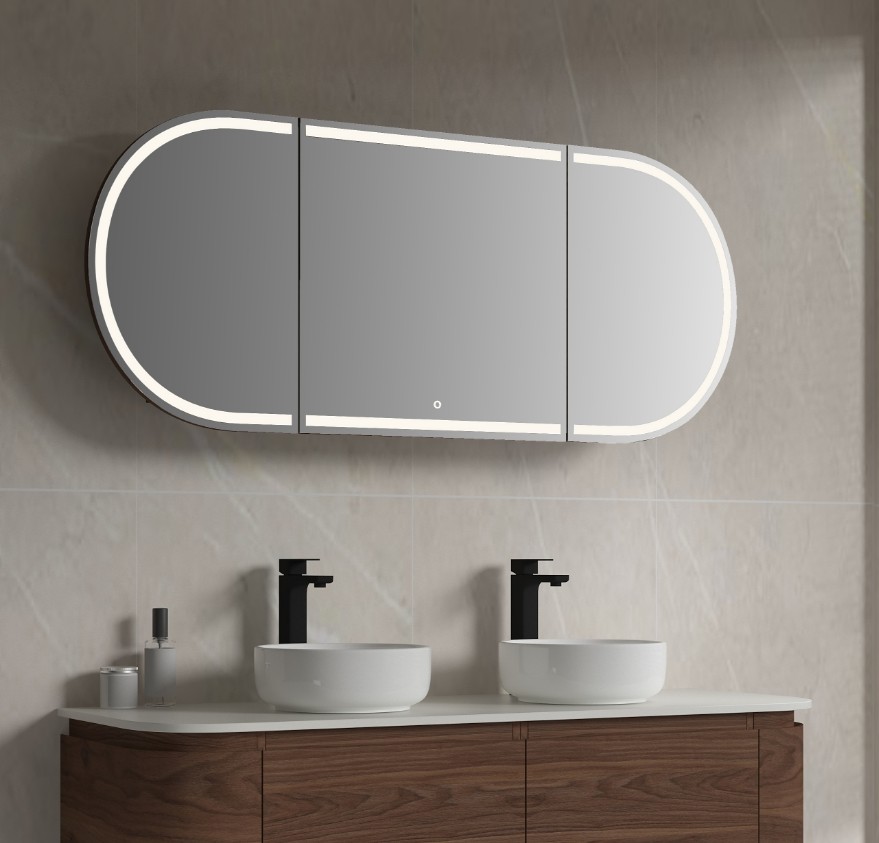 Bella 1500mm Oval LED Mirror Cabinet – White - Image 3